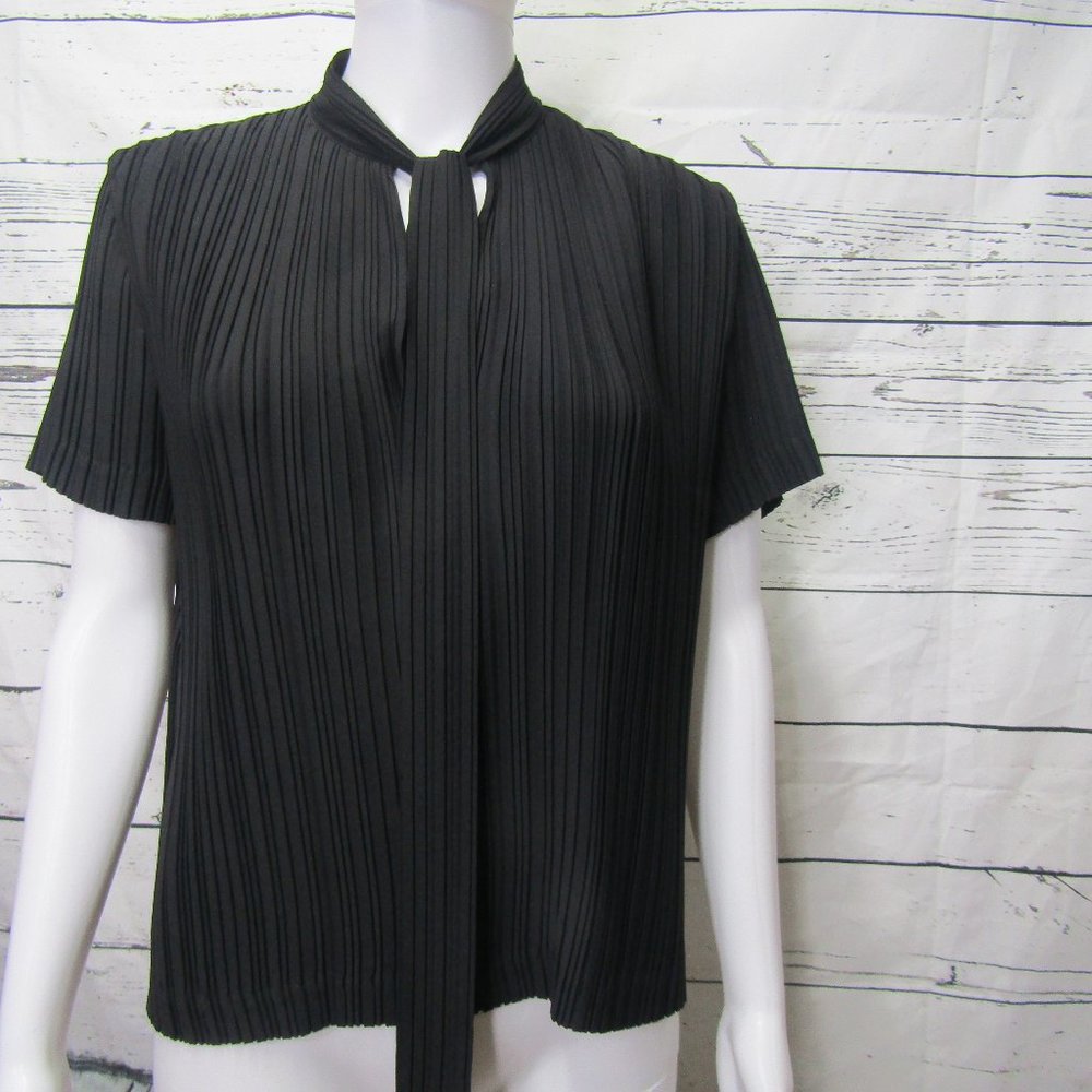Helmut Lang Tie Neck Pleated Top